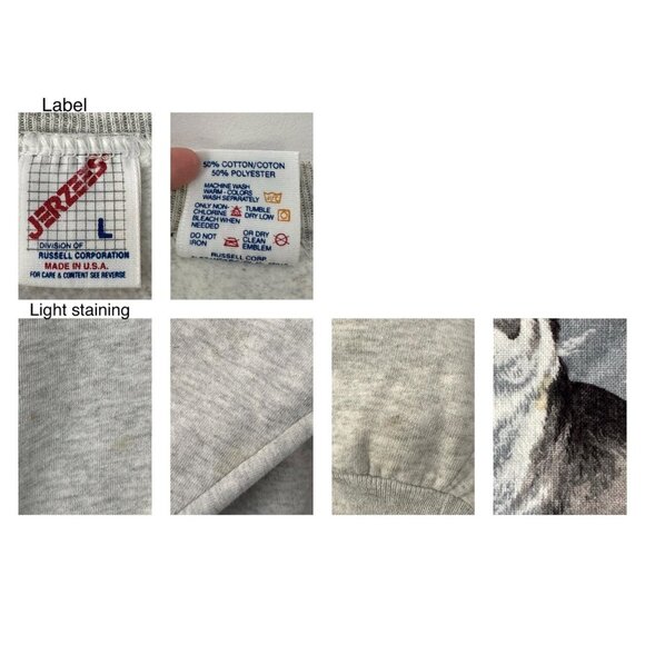 90s vintage grey unisex animal wolf nature graphic crewneck pullover sweater - Picture 10 of 10